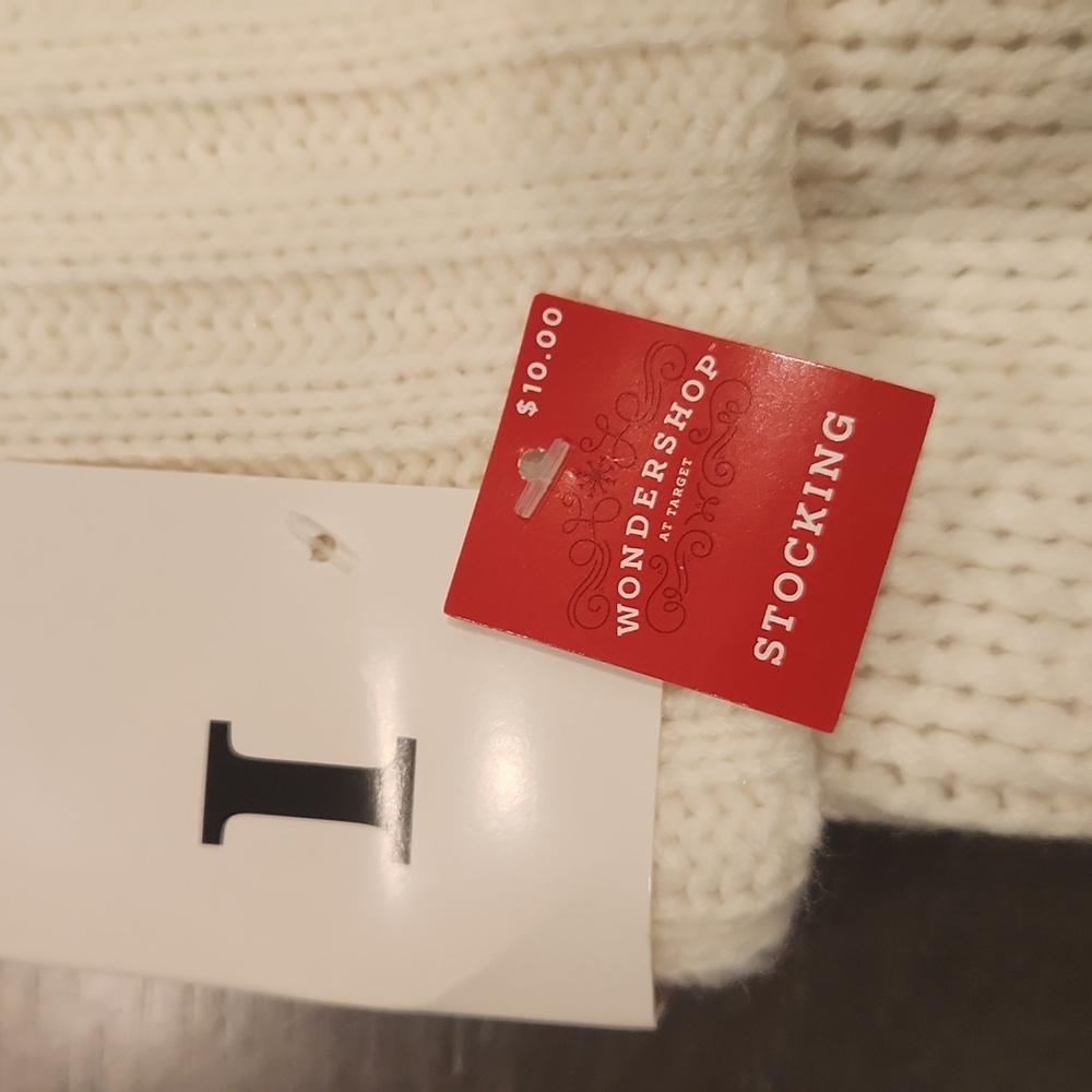 Wondershop White Knit Stocking with Red Letter "I" NWT - Picture 5 of 6